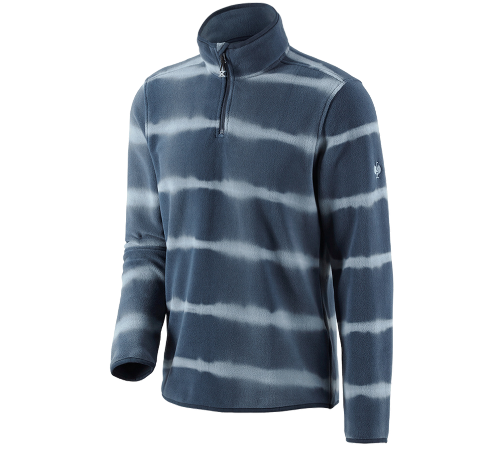Shirts & Co.: Fleece Troyer tie-dye e.s.motion ten + schieferblau/rauchblau