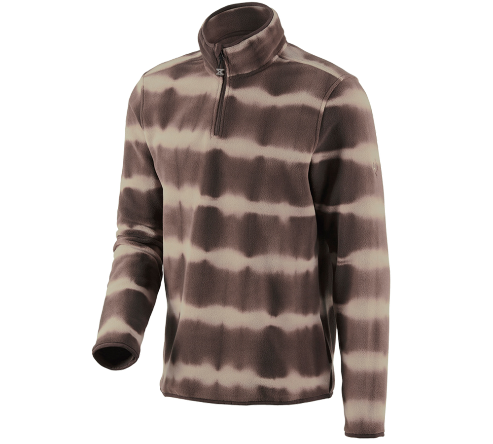 Shirts & Co.: Fleece Troyer tie-dye e.s.motion ten + kastanie/pekanbraun
