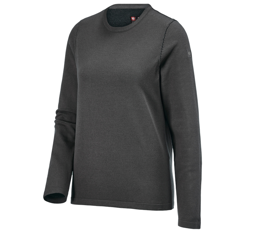 Vêtements: Pullover à col rond e.s.iconic, femmes + gris carbone