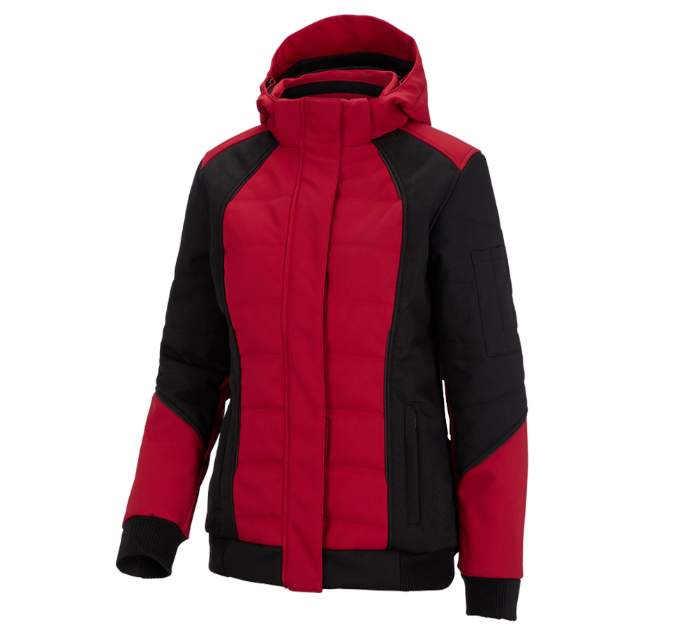 Vestes de travail: Veste softshell d'hiver e.s.vision, femmes + rouge/noir