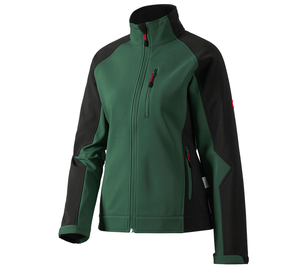 Jacken: Damen Softshelljacke dryplexx® softlight + grün/schwarz