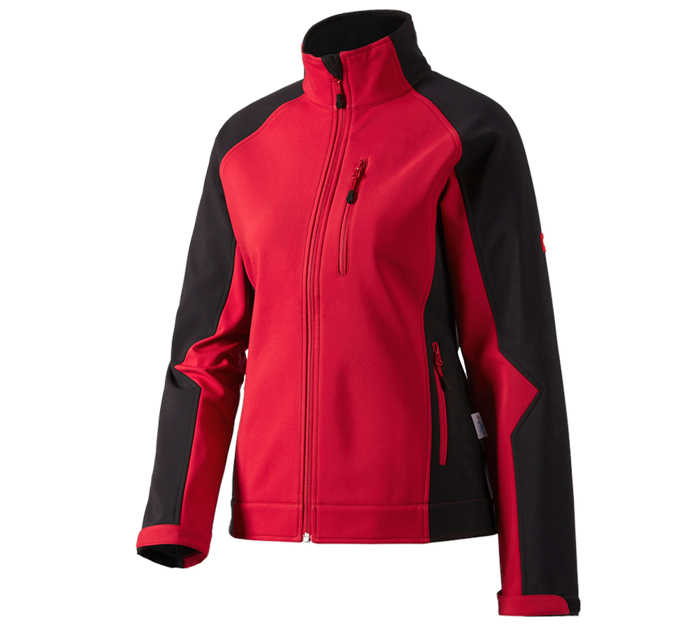 Jacken: Damen Softshelljacke dryplexx® softlight + rot/schwarz
