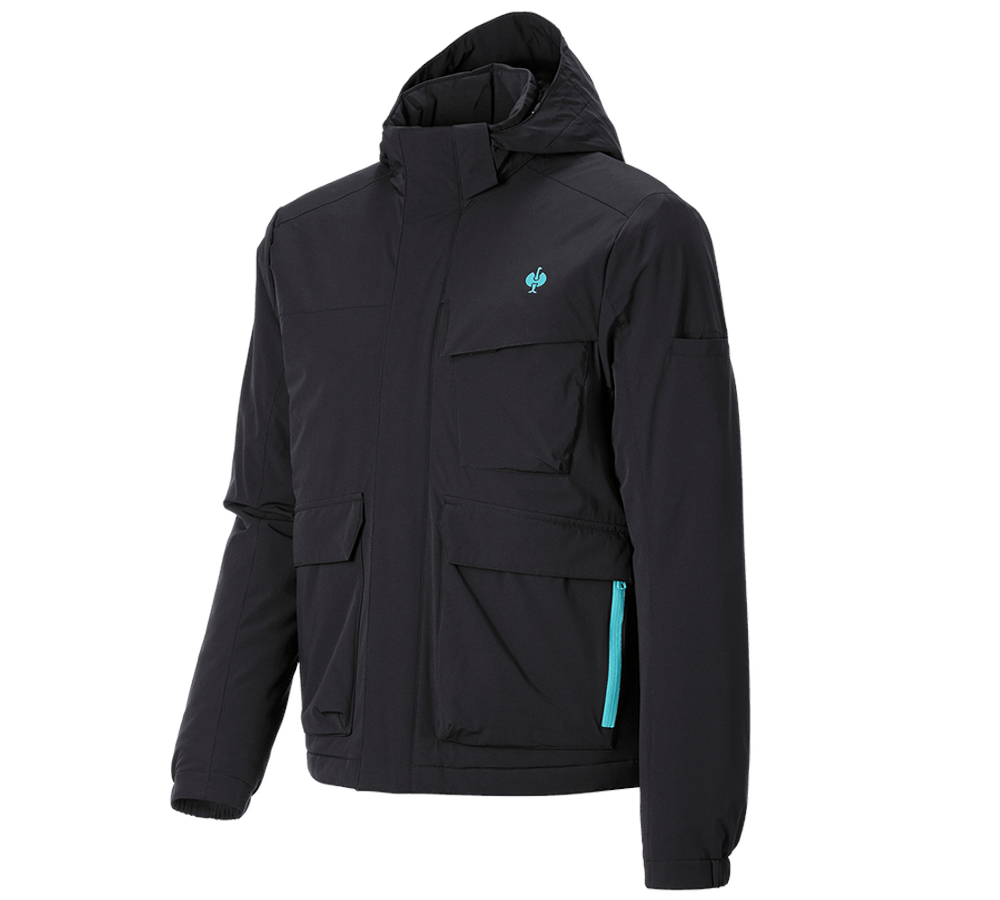 Bekleidung: Winterjacke e.s.trail + schwarz/lapistürkis