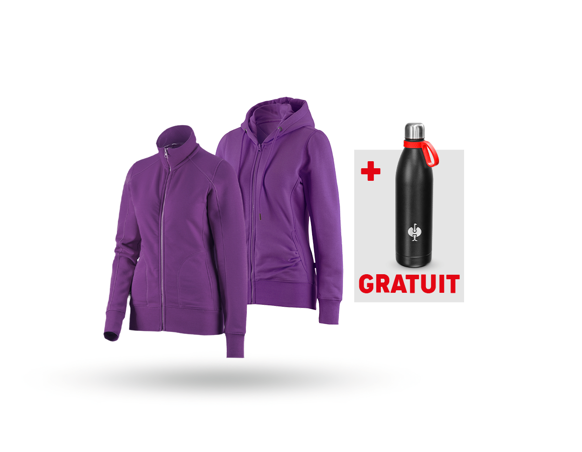 Vêtements: KIT : Veste sweat + veste sweat à capuche, femmes + violet