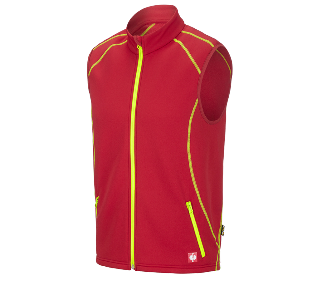 Menuisiers: Gilet thermo stretch e.s.motion 2020 + rouge vif/jaune fluo