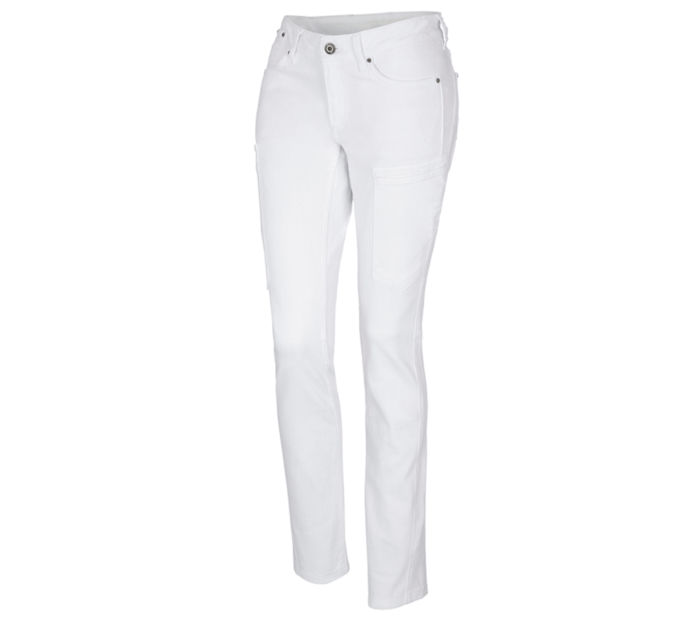Pantalons de travail: e.s. Jeans à 7 poches, femmes + blanc