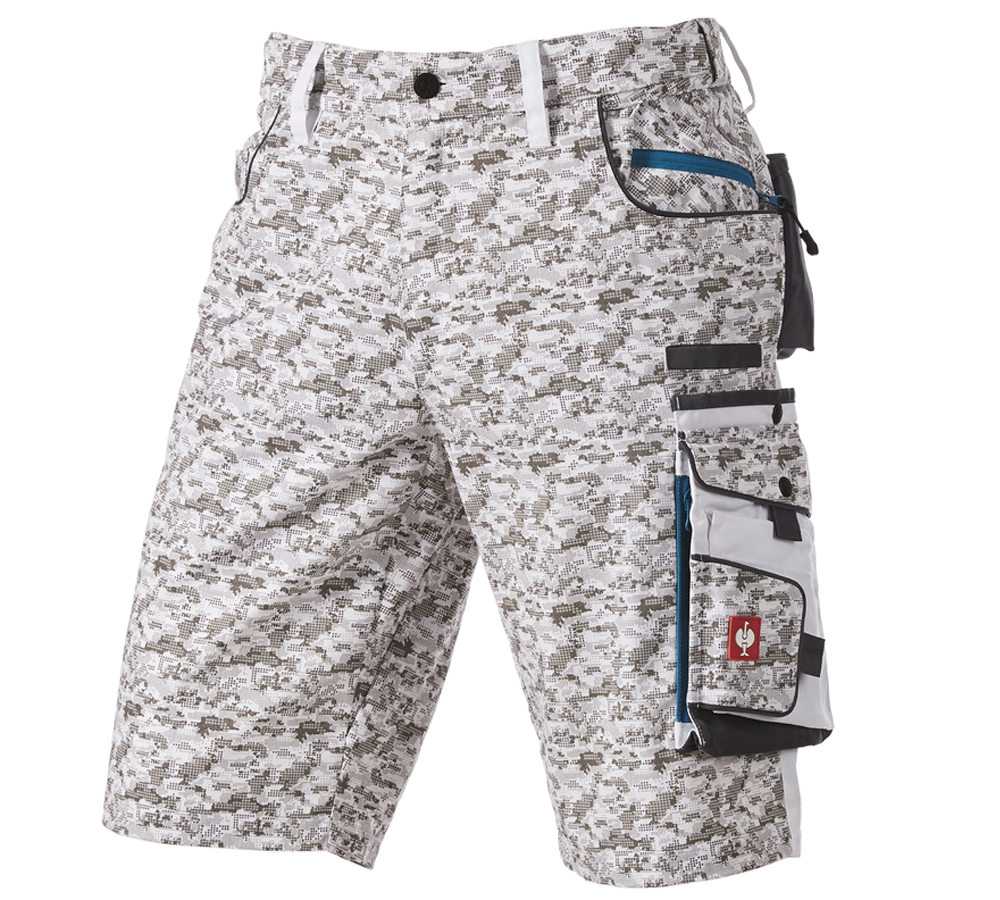 Pantalons de travail: e.s. Short Pixel + blanc/gris/pétrole