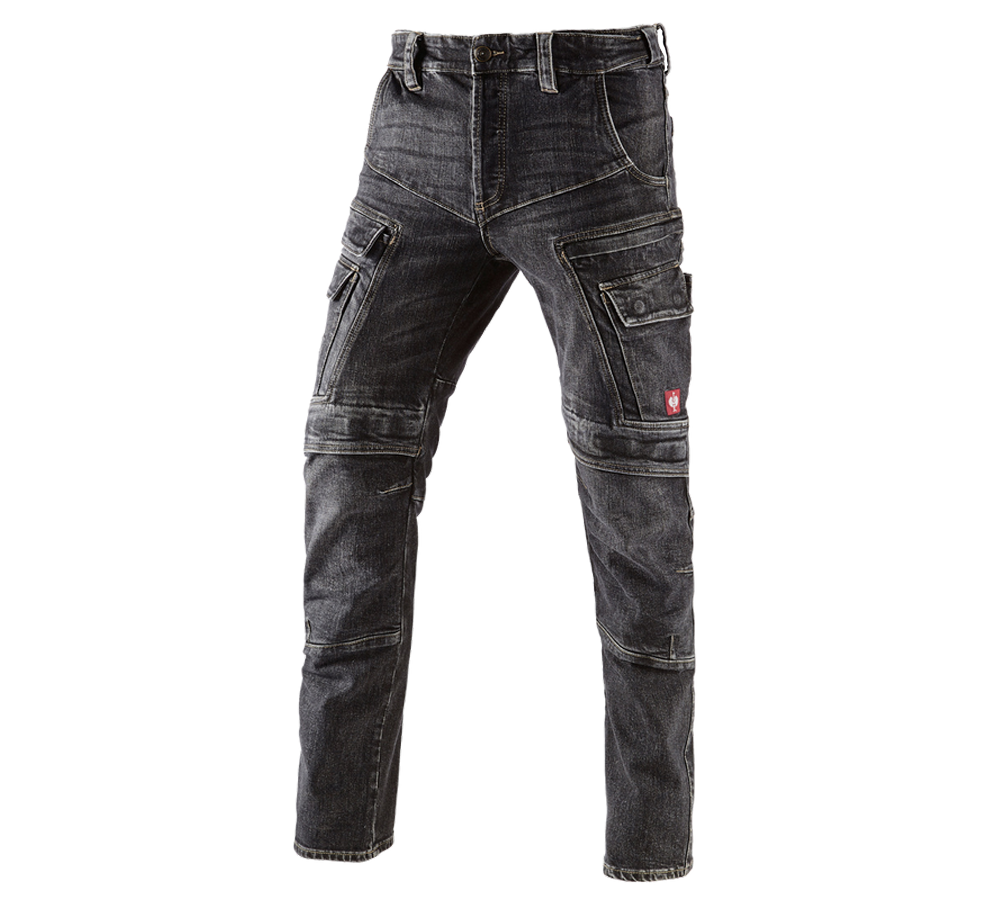 Hosen: e.s. Cargo Worker-Jeans POWERdenim + blackwashed