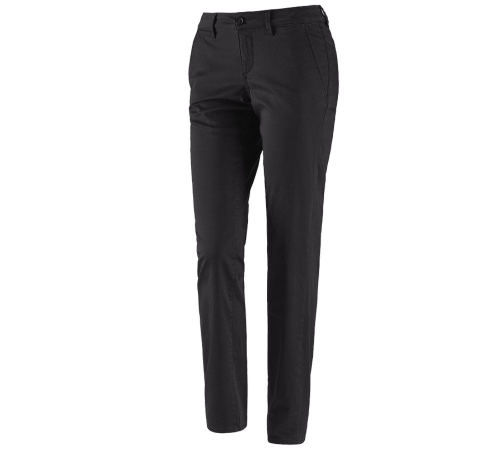 Pantalons de travail: e.s. Pantalon de travail à 5 poches Chino,femmes + noir