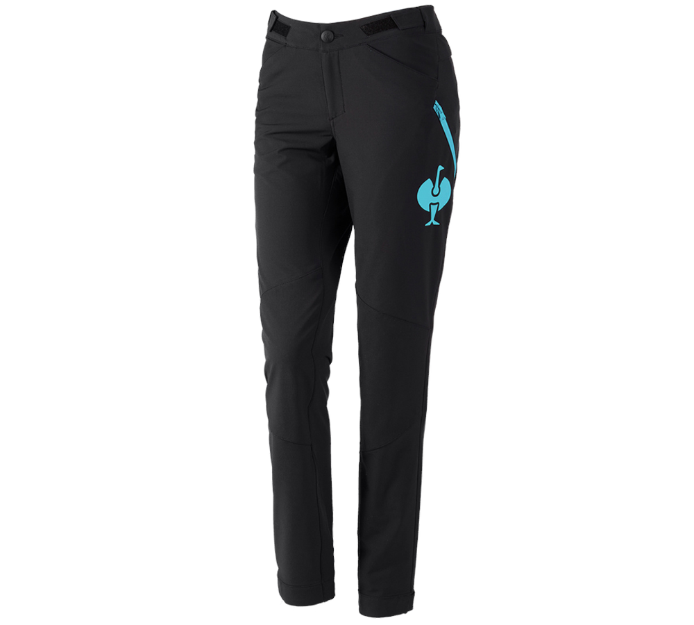 Vêtements: Pantalon de fonction e.s.trail, femmes + noir/lapis turquoise