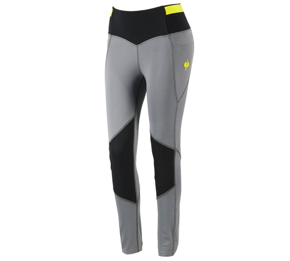 Pantalons de travail: Collant Race e.s.trail, femmes + gris basalte/jaune acide