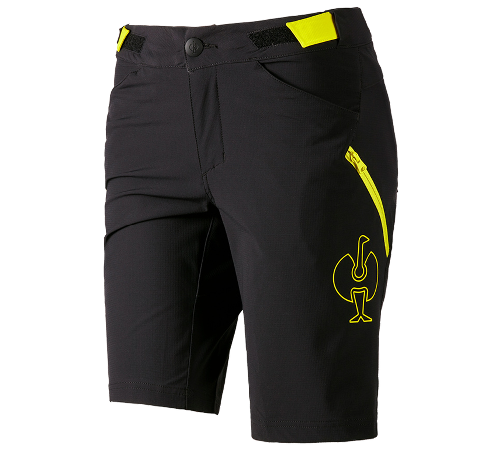 Pantalons de travail: Fonctionnelle short e.s.trail, femmes + noir/jaune acide