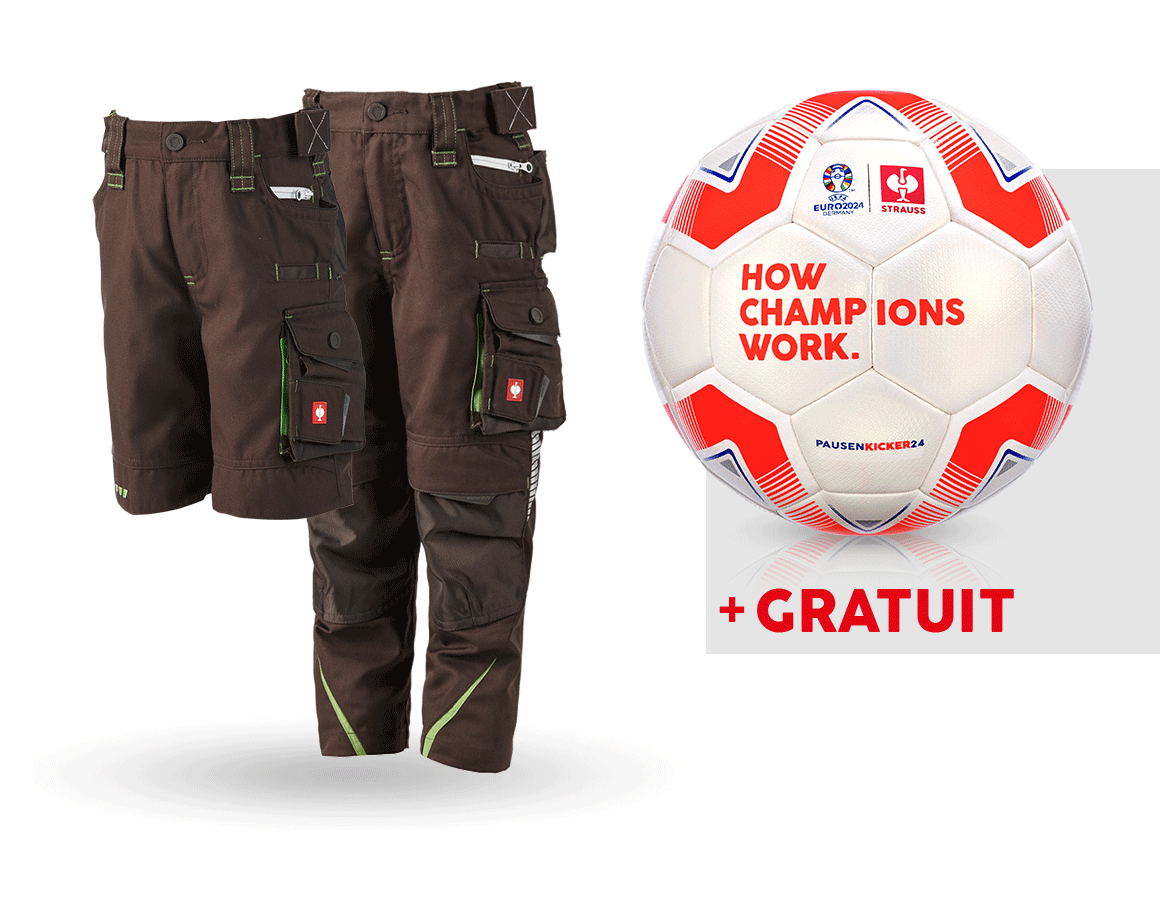 Vêtements: KIT:Pantalon+short e.s.motion 2020,enfants+ballon + marron/vert d'eau