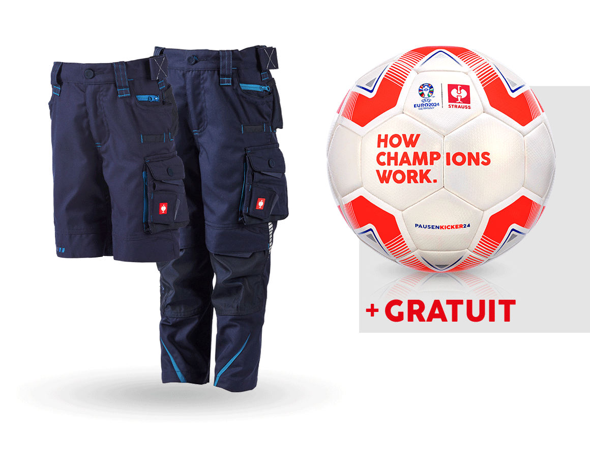 Vêtements: KIT:Pantalon+short e.s.motion 2020,enfants+ballon + bleu foncé/atoll