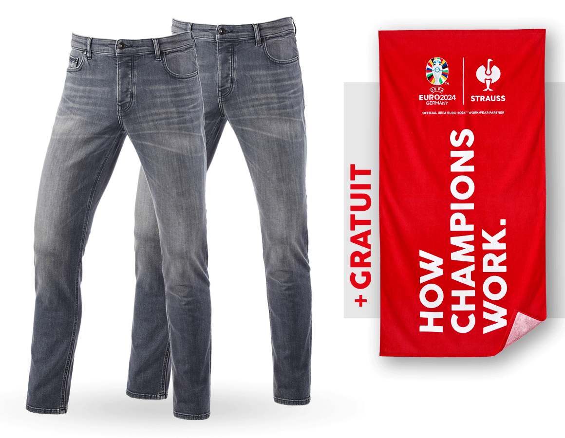 Vêtements: KIT : 2x e.s. jeans stretch 5 poches,slim+serviett + graphitewashed