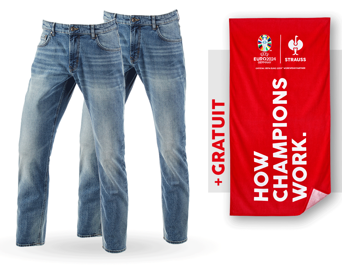 Collaborations: KIT : 2x jeans stretch 5 poches, straight+serviett + stonewashed