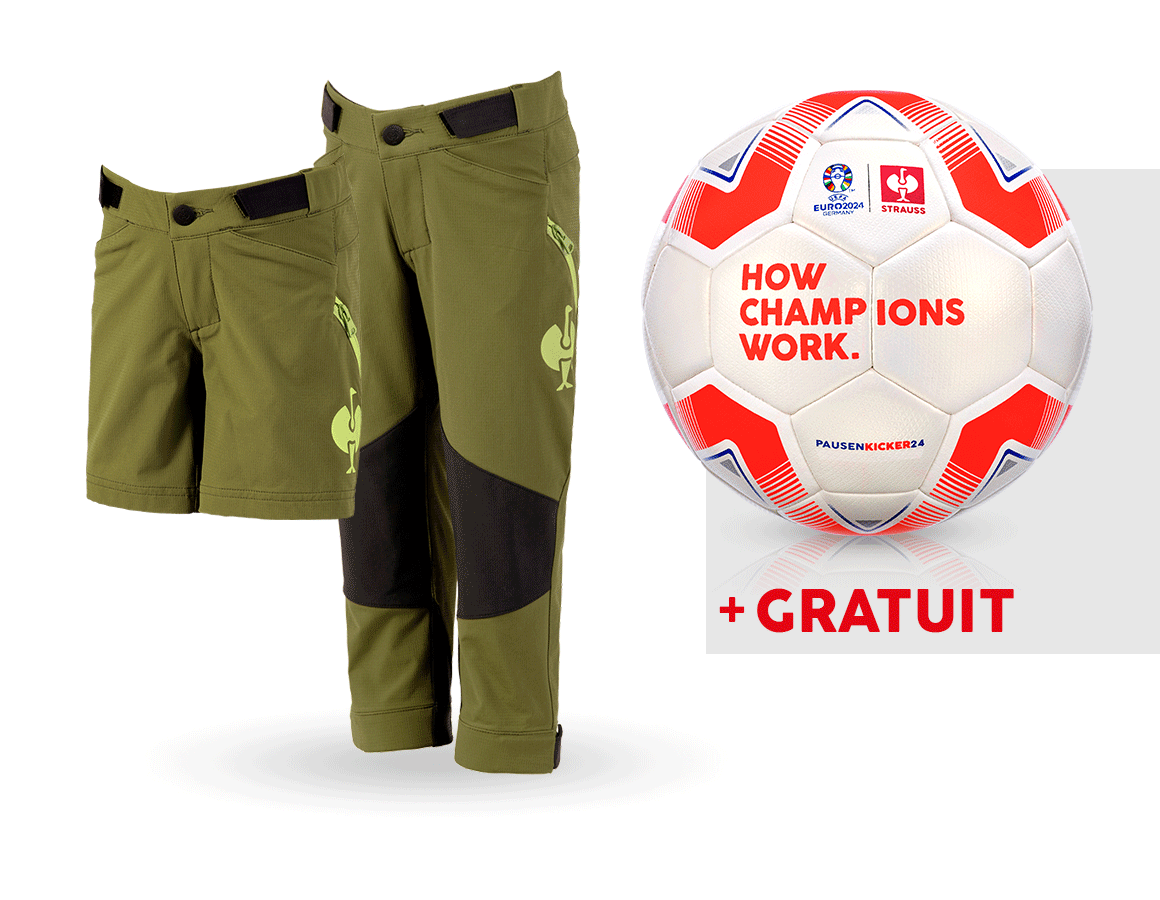 Vêtements: KIT:Pantalon de func. e.s.trail, enfant+short+ball + vert genévrier/vert citron
