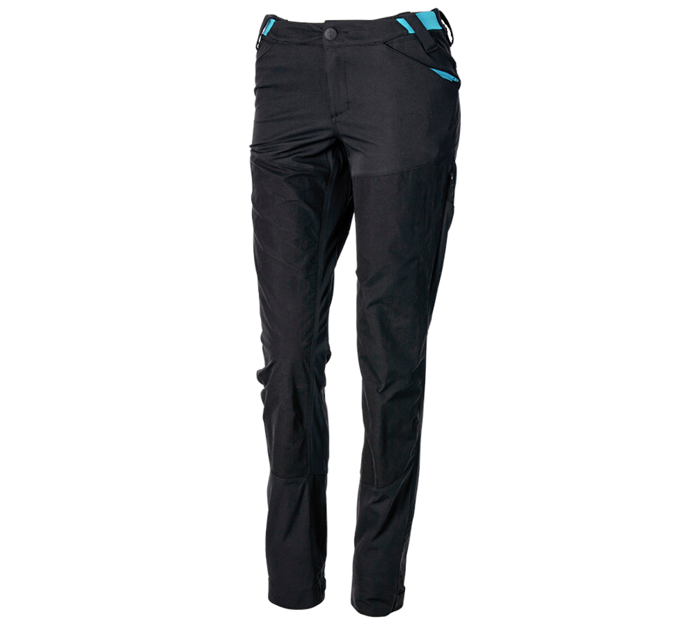 Pantalons de travail: Pantalon de fonction hybride e.s.trail, femmes + noir/lapis turquoise