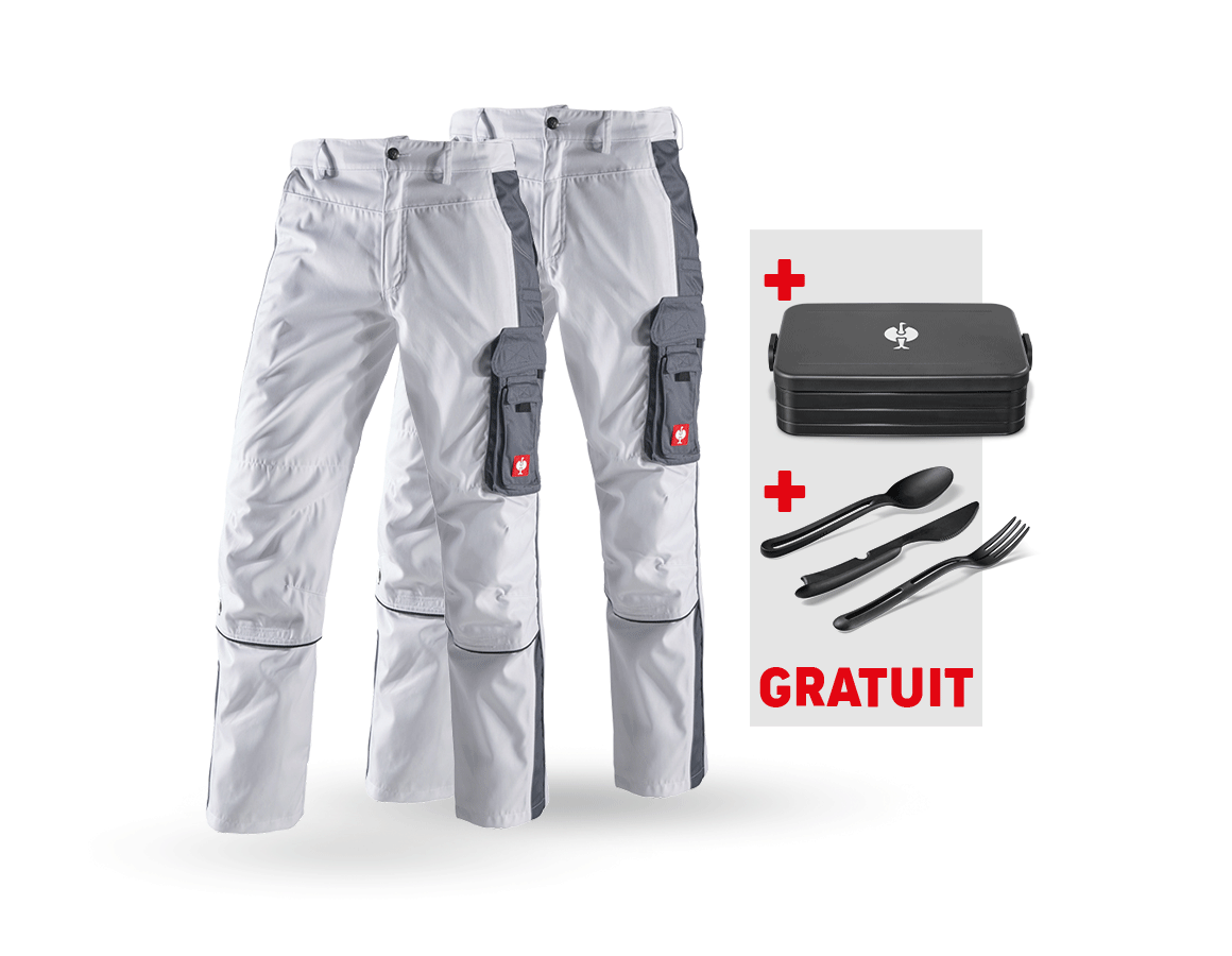 Vêtements: KIT : 2x Pantalon à taille élastique e.s.active + blanc/gris