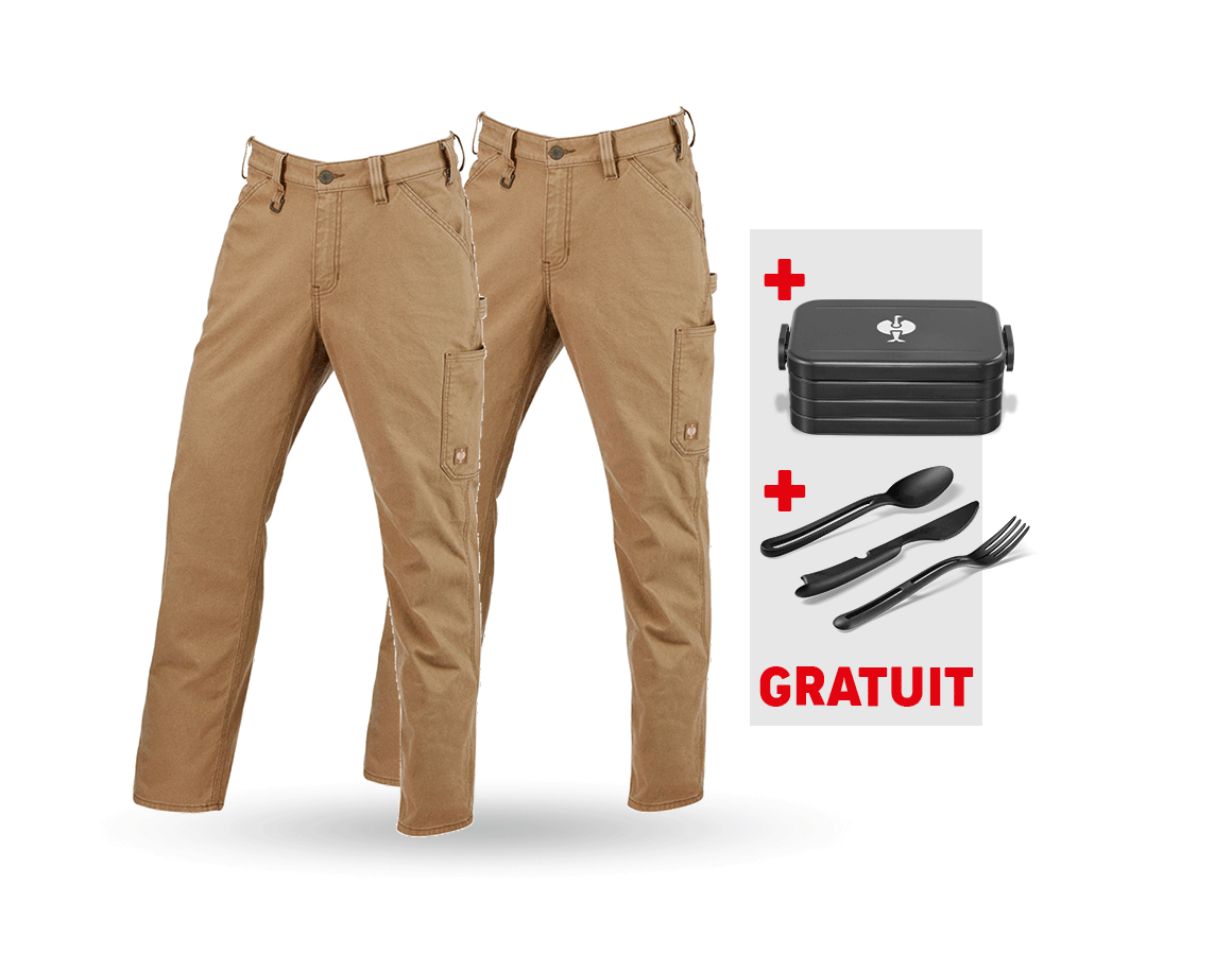 Vêtements: KIT : 2 x pantalon élas. e.s.iconic + brun amande