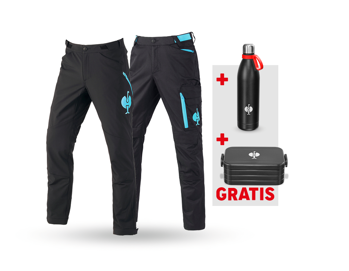 Bekleidung: SET: Bundhose + Funktionshose e.s.trail + schwarz/lapistürkis