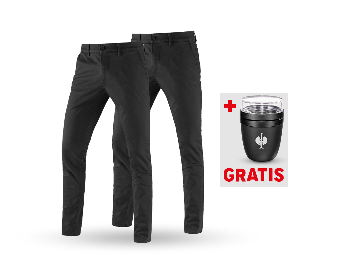 Bekleidung: SET: 2x e.s. 5-Pocket-Berufshose Chino + schwarz