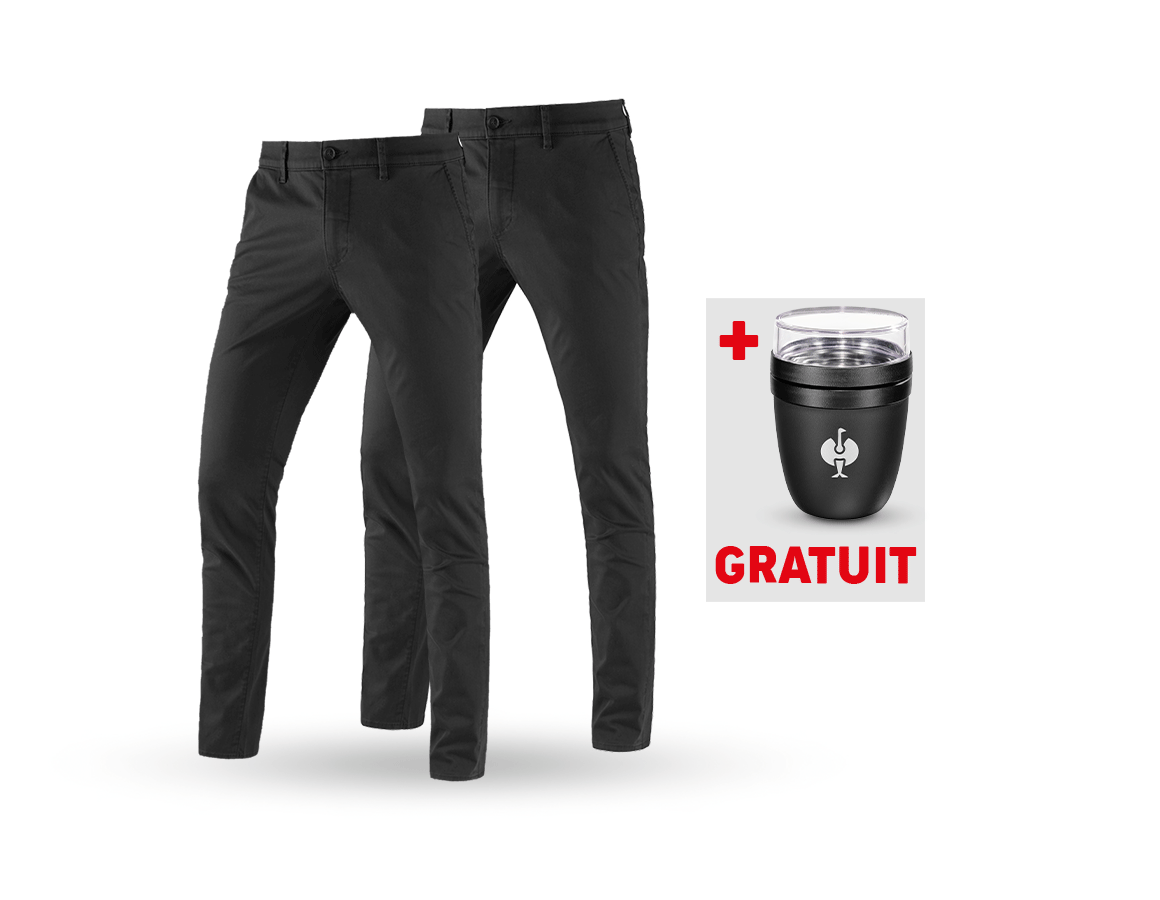 Vêtements: KIT : 2x e.s. Pantalon de travail à 5 poches Chino + noir