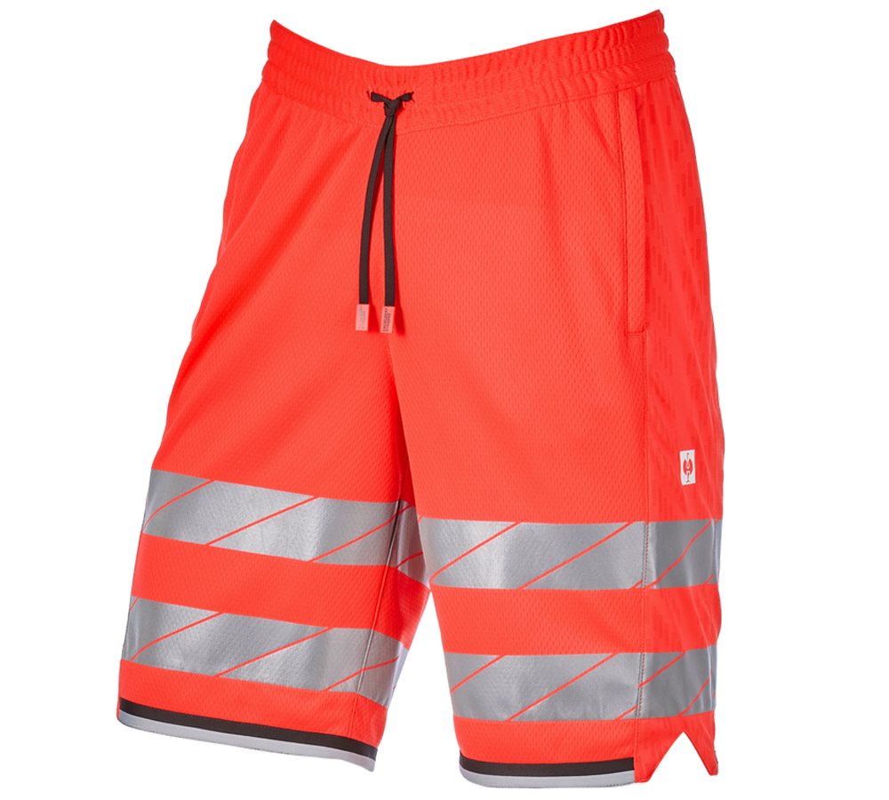 Pantalons de travail: Short fonctionnel haute visibilité e.s.ambition + rouge fluo/noir