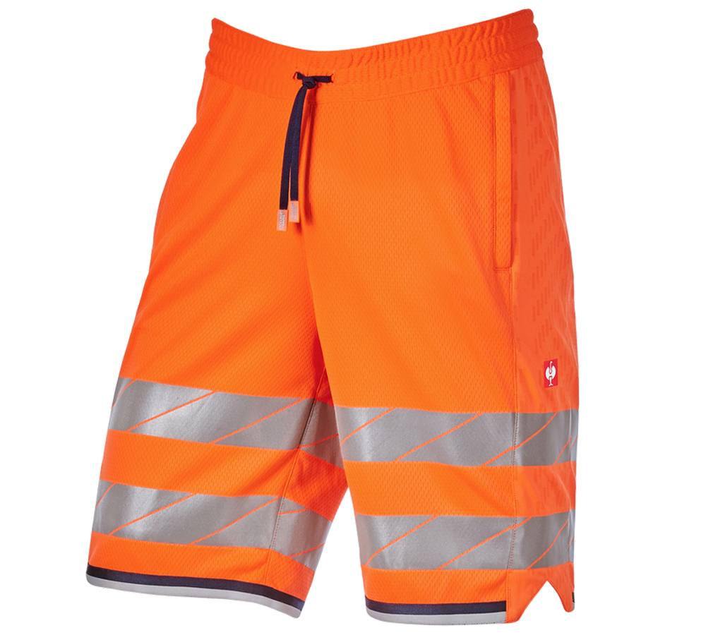 Vêtements: Short fonctionnel haute visibilité e.s.ambition + orange fluo/bleu foncé