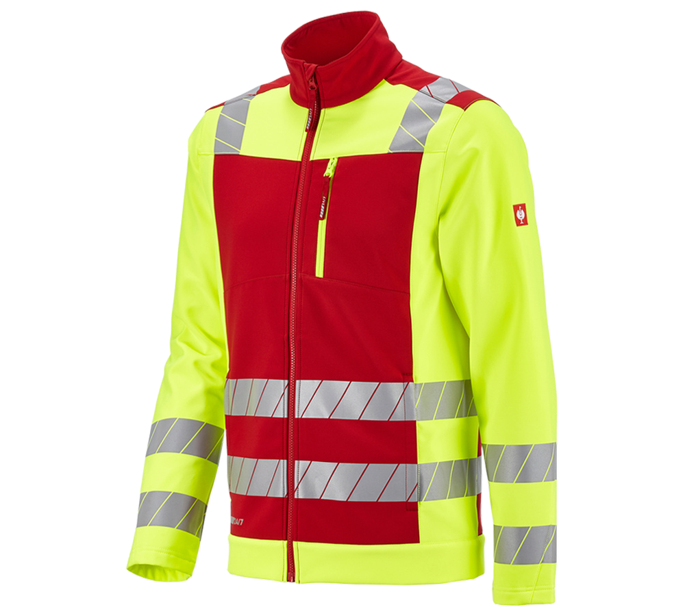 Vestes de travail: Veste softshell de signalisation e.s.motion 24/7 + rouge/jaune fluo