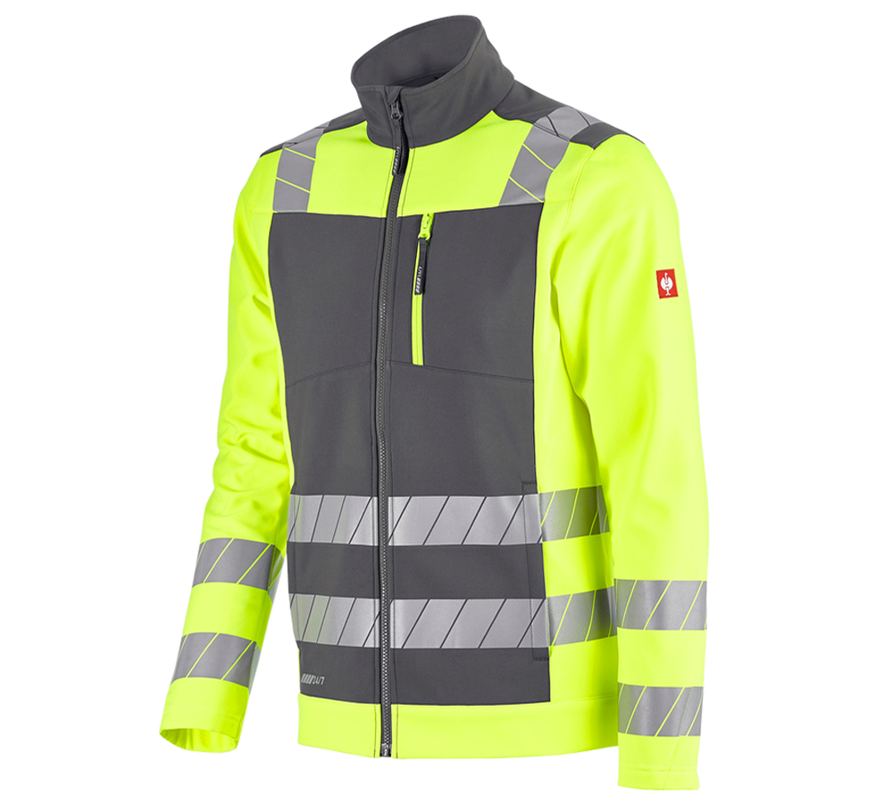 Bekleidung: Warnschutz Softshelljacke e.s.motion 24/7 + anthrazit/warngelb