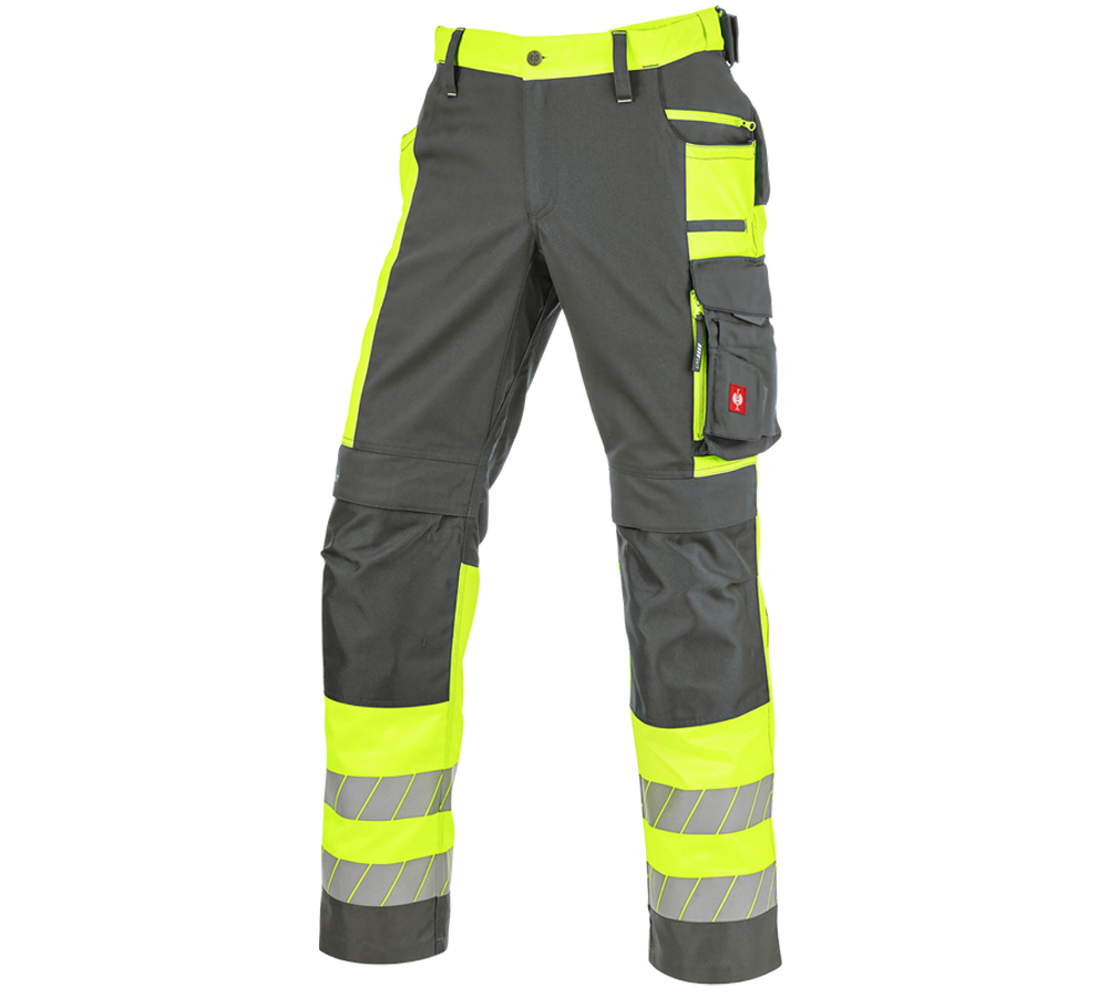 Pantalons de travail: Pantalon à taille élast. signal. e.s.motion 24/7 + anthracite/jaune fluo