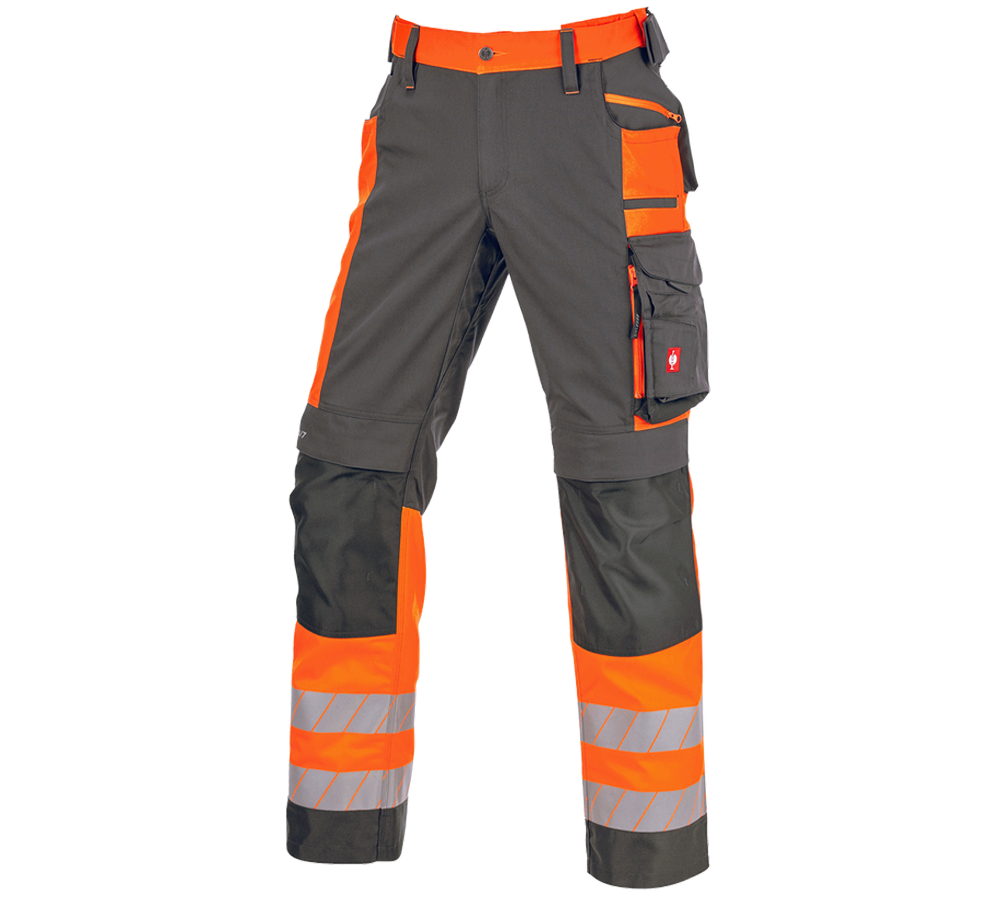 Pantalons de travail: Pantalon à taille élast. signal. e.s.motion 24/7 + anthracite/orange fluo