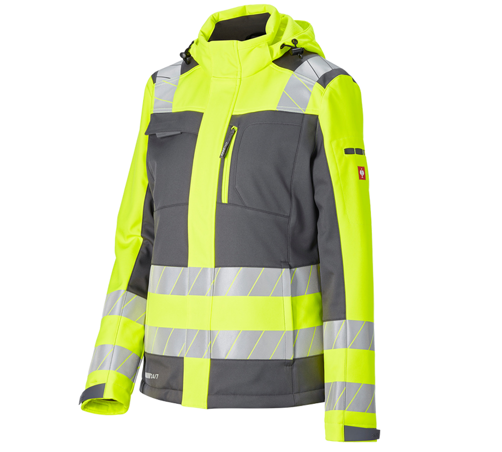 Vestes de travail: Veste soft.de signal.d'hiver e.s.motion 24/7,fem. + anthracite/jaune fluo