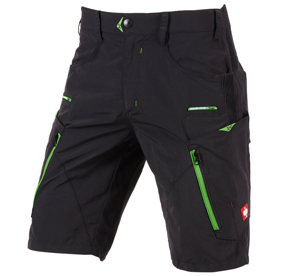 Pantalons de travail: e.s. Short fonctionnel Superlite + noir/néon vert