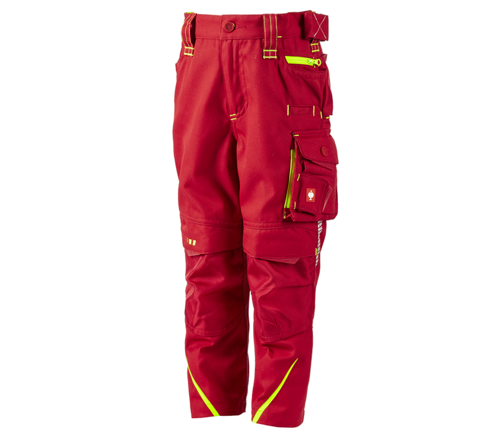Pantalons: Pantalon à taille élastique e.s.motion2020,enfants + rouge vif/jaune fluo