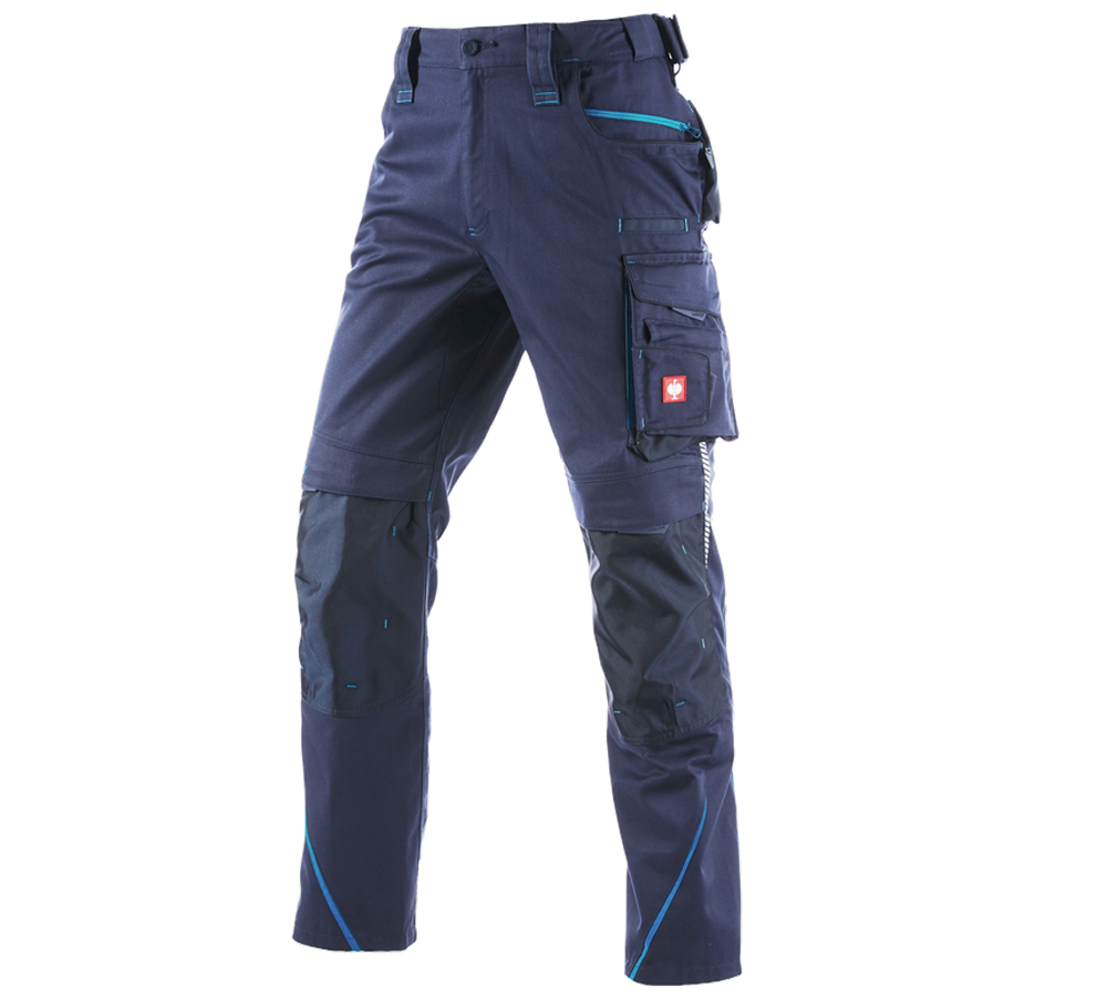 Pantalons de travail: Pantalon à taille élastique e.s.motion 2020 + bleu foncé/atoll