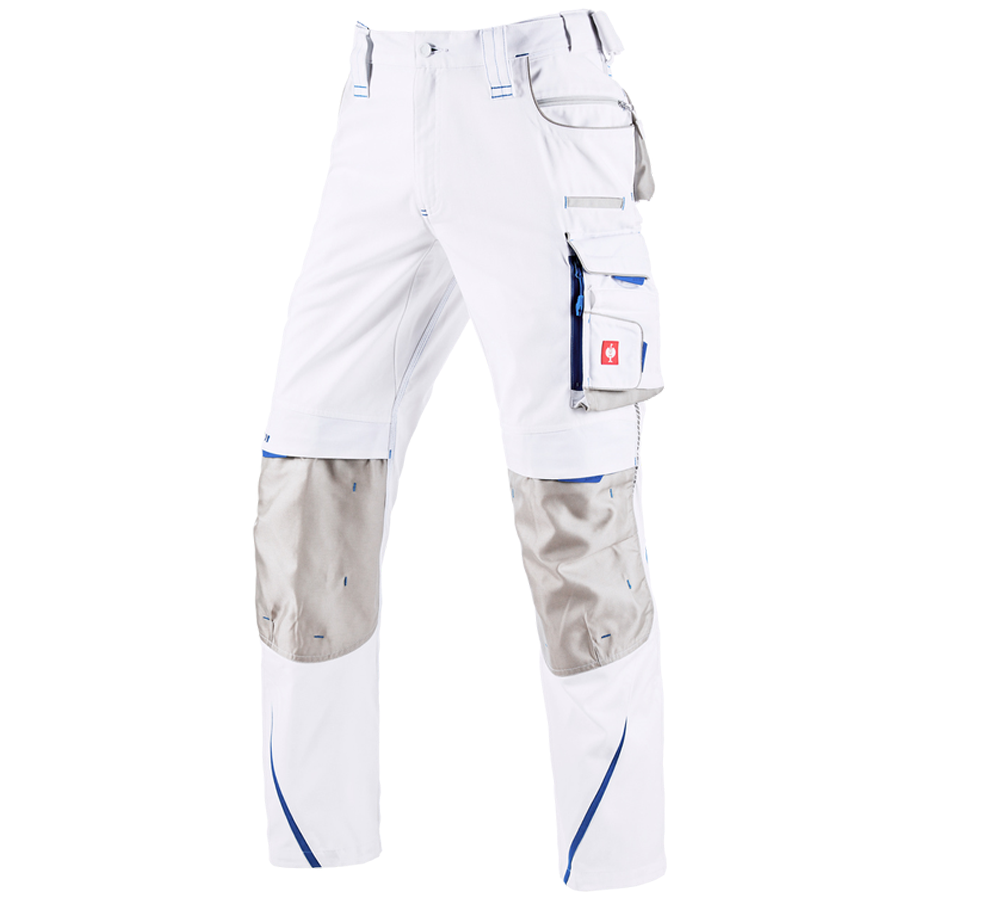 Pantalons de travail: Pantalon à taille élastique e.s.motion 2020 + blanc/bleu gentiane