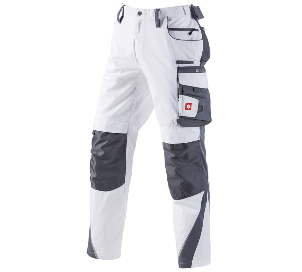 Menuisiers: Pantalon à taille élastique e.s.motion + blanc/gris