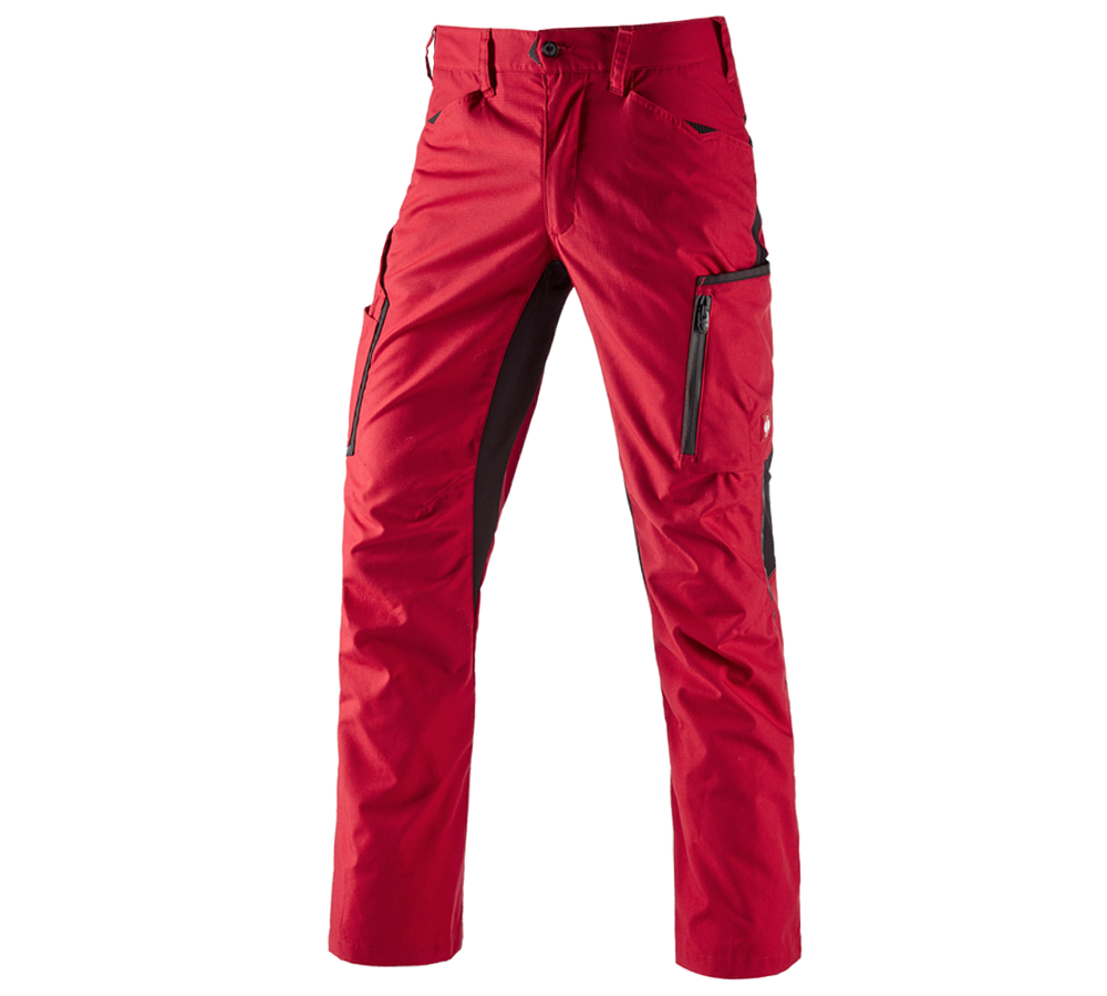 Horti-/ Sylvi-/ Agriculture: Pantalon à taille élastique e.s.vision, hommes + rouge/noir