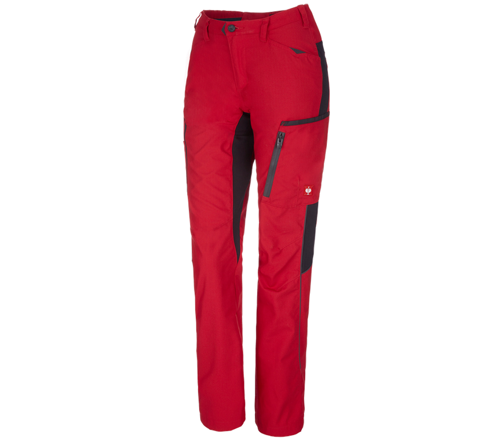 Pantalons de travail: Pantalon à taille élastique femmes e.s.vision + rouge/noir
