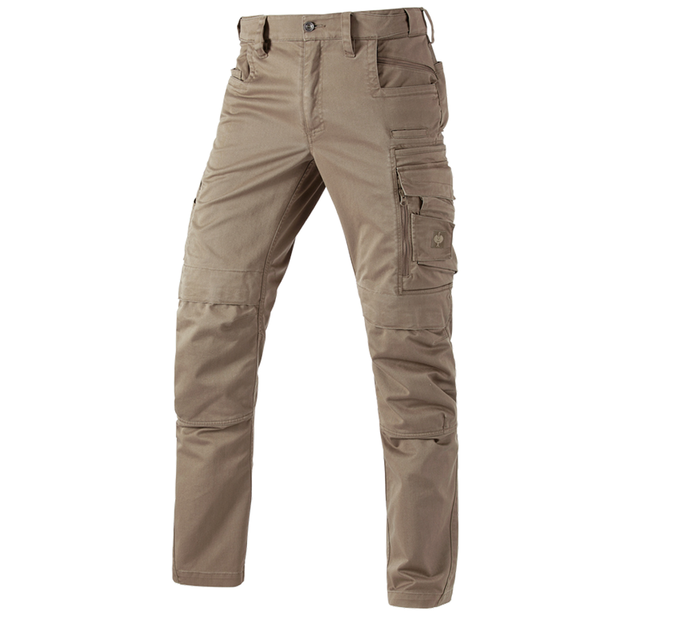 Horti-/ Sylvi-/ Agriculture: Pantalon à taille élastique e.s.motion ten + brun cendré