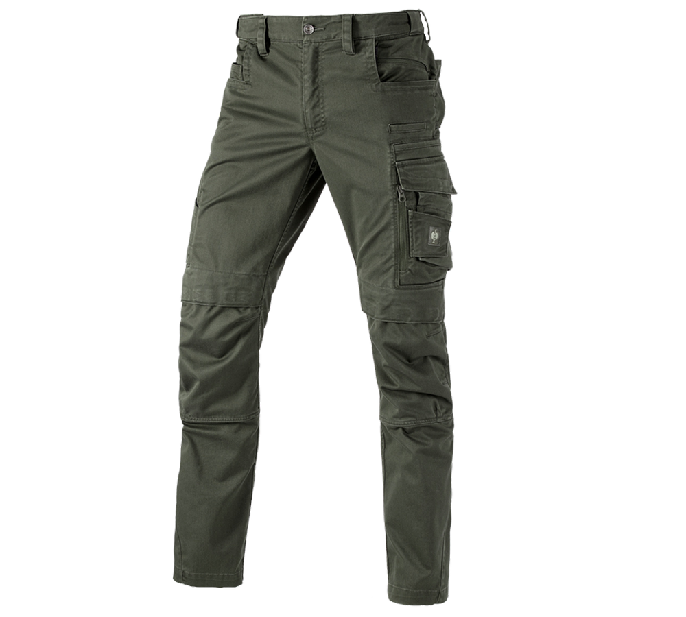 Menuisiers: Pantalon à taille élastique e.s.motion ten + vert camouflage