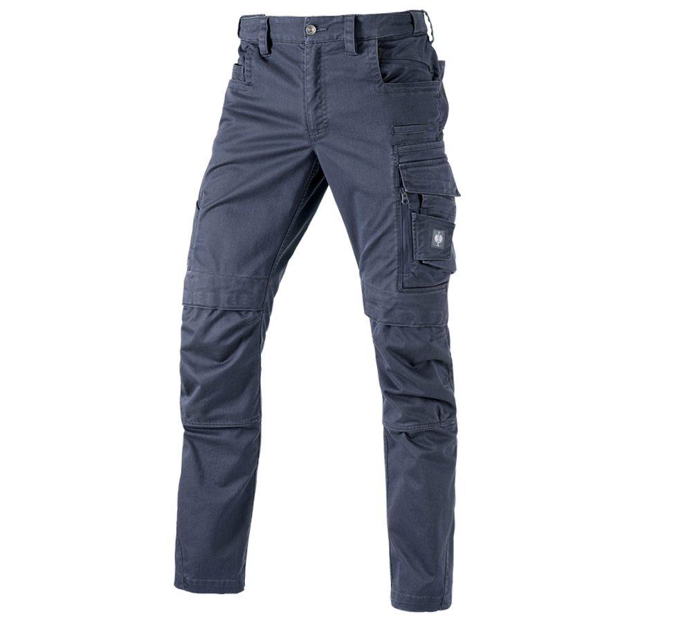 Horti-/ Sylvi-/ Agriculture: Pantalon à taille élastique e.s.motion ten + bleu ardoise