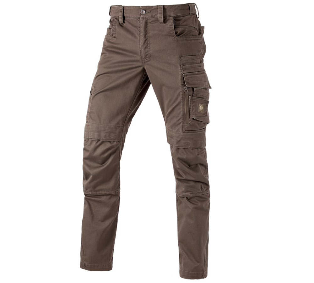 Horti-/ Sylvi-/ Agriculture: Pantalon à taille élastique e.s.motion ten + marron