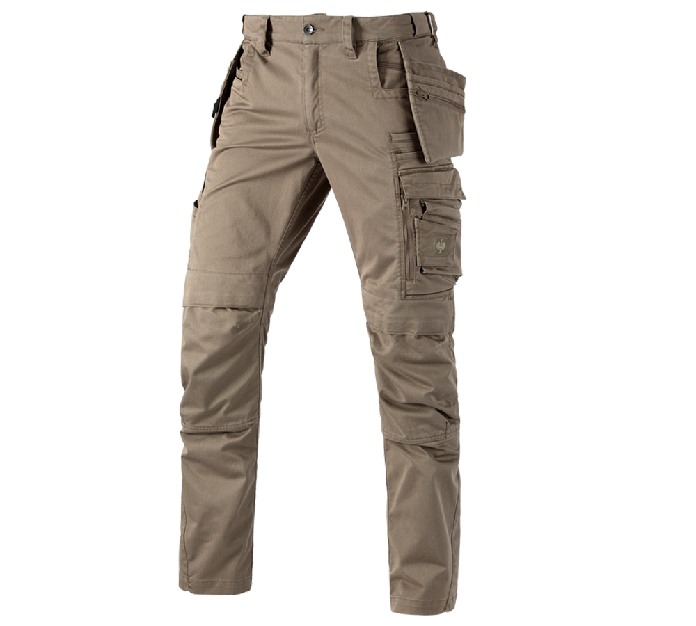 Menuisiers: Pantalon à taille élast. e.s.motion ten tool-pouch + brun cendré