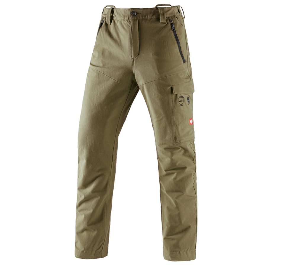 Pantalons de travail: Pantalon forest.élas. anticoupure e.s.cotton touch + vert boue