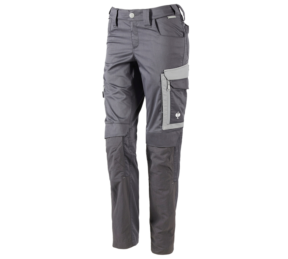 Pantalons de travail: Pantalon à taille élast. e.s.concrete light,femmes + anthracite/gris perle