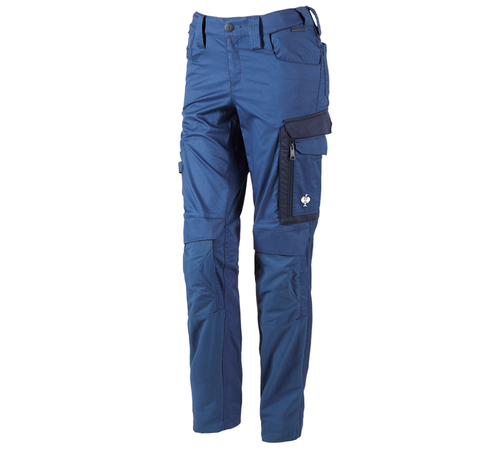 Pantalons de travail: Pantalon à taille élast. e.s.concrete light,femmes + bleu alcalin/bleu profond