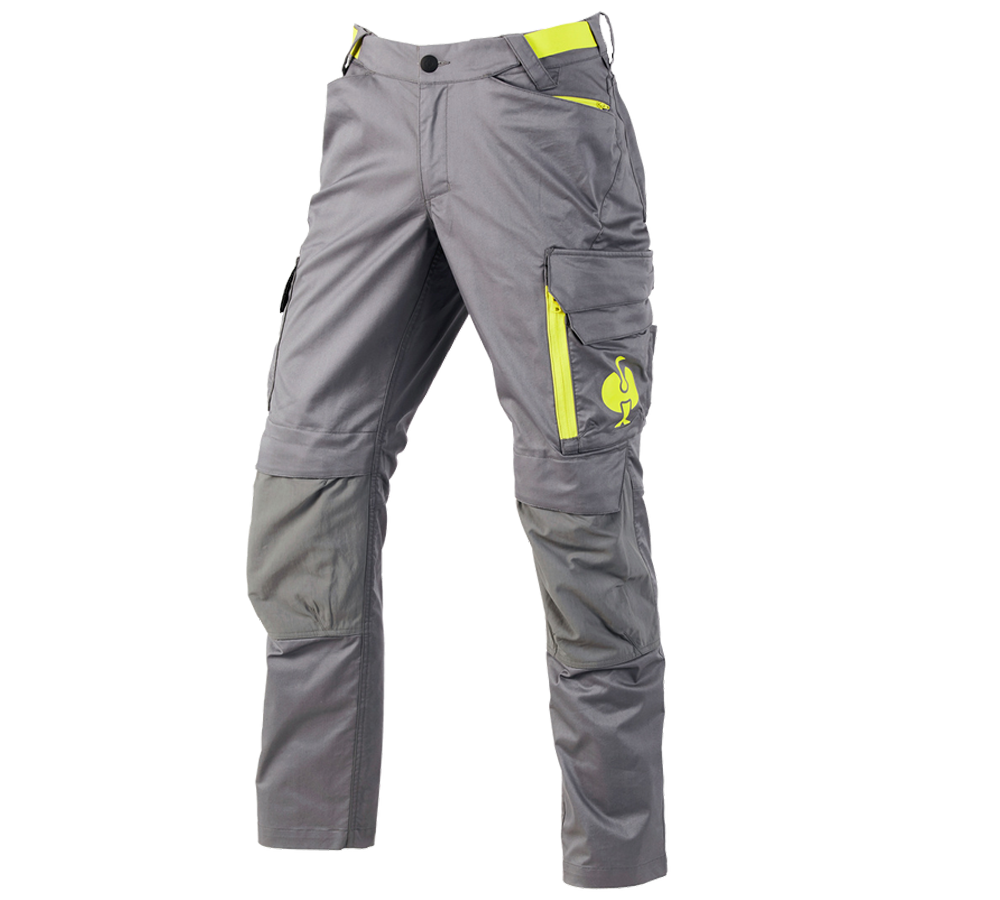 Pantalons de travail: Pantalon à taille élastique e.s.trail + gris basalte/jaune acide